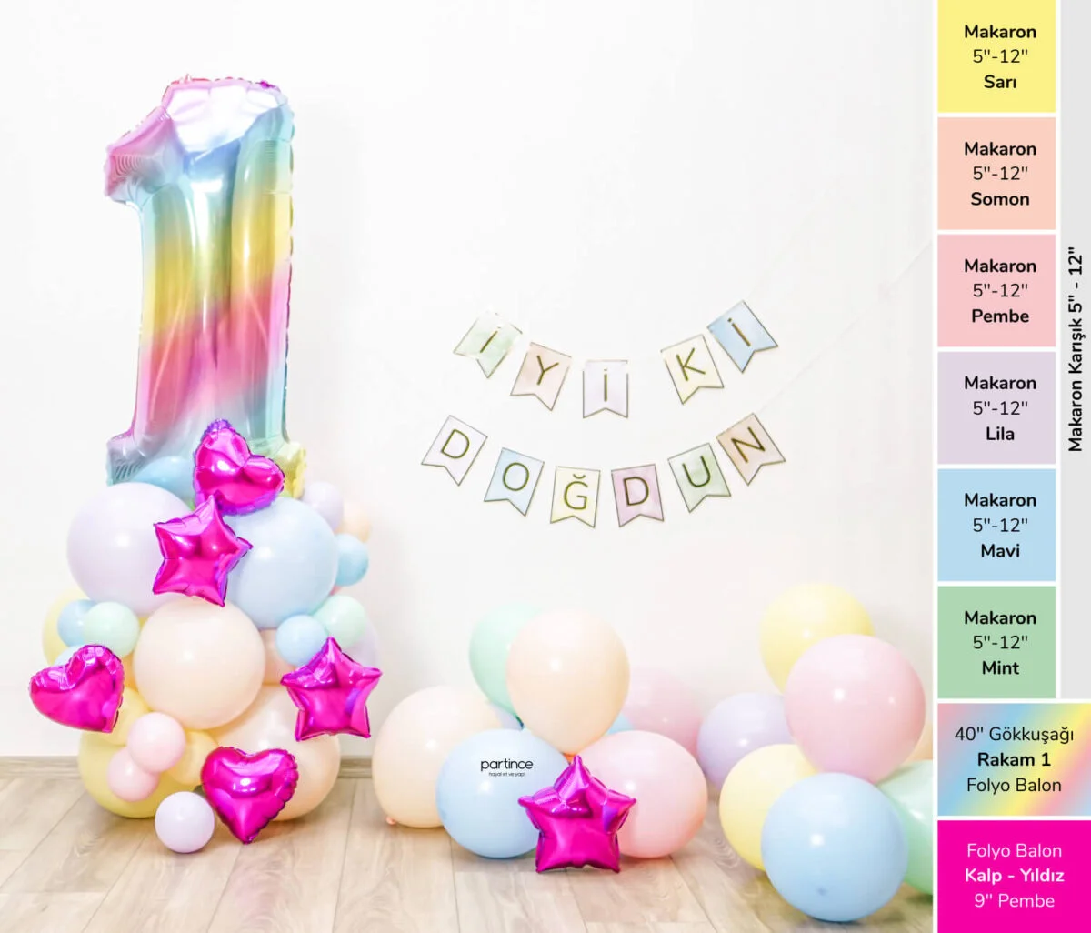 40″ Gökkuşağı Rakam 1 Folyo Balon - Görsel 11