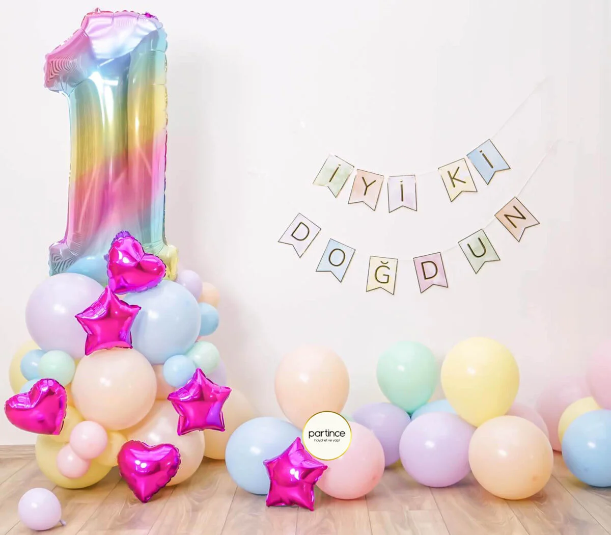 40″ Gökkuşağı Rakam 1 Folyo Balon - Görsel 7