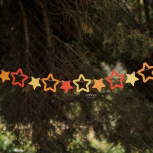 Dekorasyon Bannerı Büyük Yıldızlar Kırmızı Bakır ve Altın