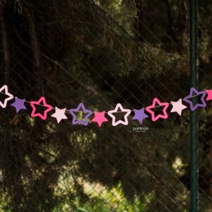 Dekorasyon Bannerı Büyük Yıldızlar Mor Fuşya ve Pembe