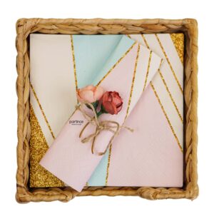 Gold Desenli Pembe Mavi Krem Peçete