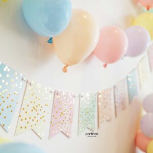 Kare Konfetili Banner Makaron Gold