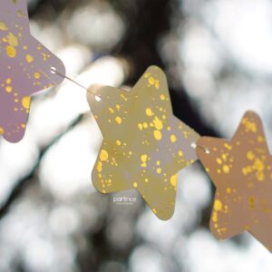 Makaron Gold Sıçrama Desenli Yıldız Dekorasyon Bannerı