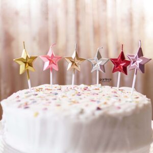 Metalik Yıldız Pasta Mumu 6 Renk 1’li Paket