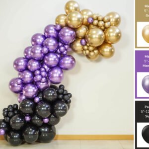 Mirror ve Pastel Siyah Balon Zincir Kiti