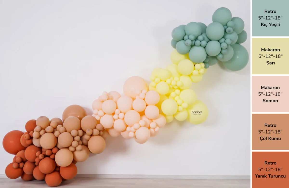 Retro ve Makaron Balon Zinciri Konsept Kit