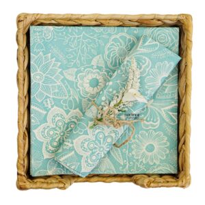 Turkuaz Beyaz Desenli Peçete