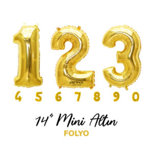 14″ Mini Altın Rakam Folyo Balonlar