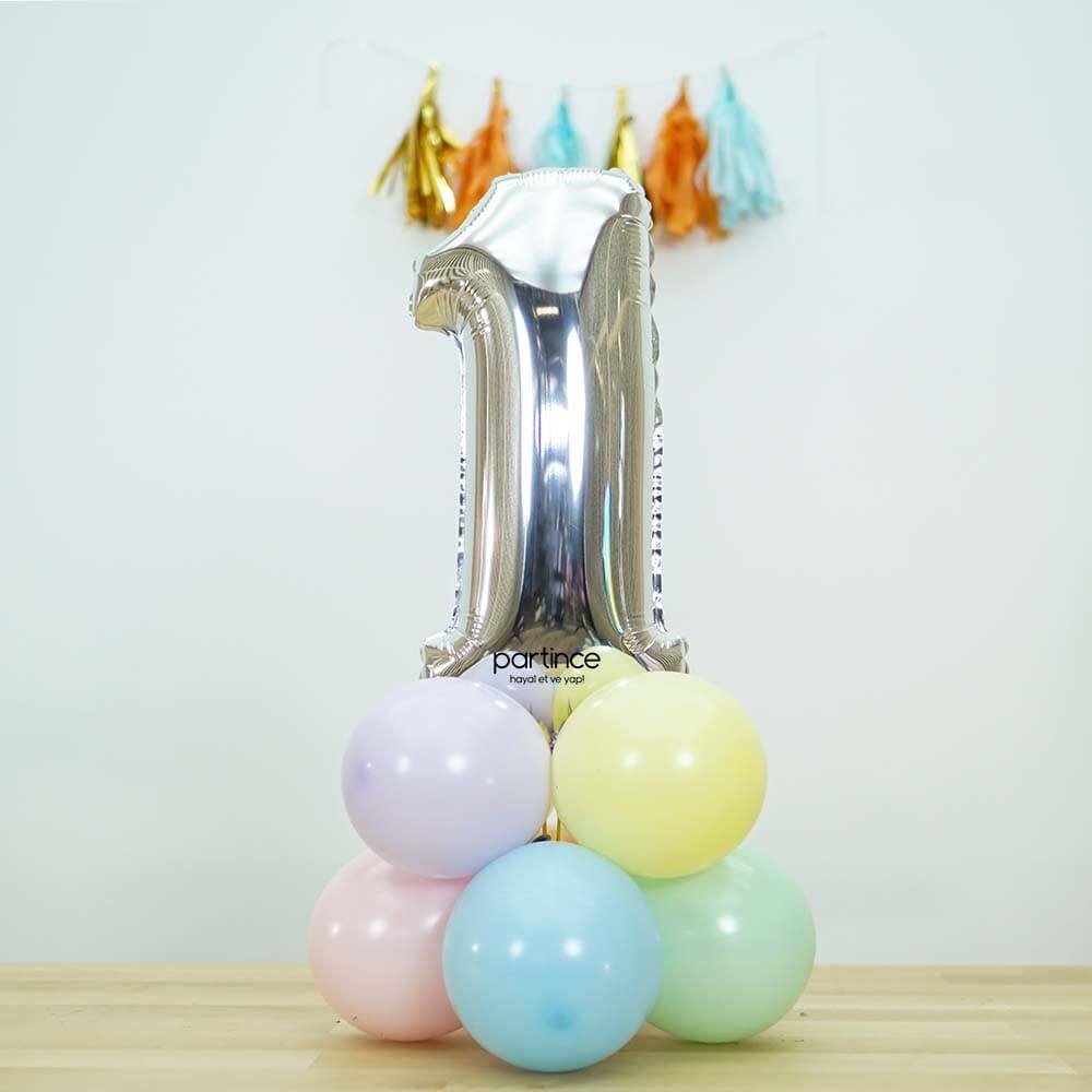 14″ mini gümüş rakam folyo balonlar