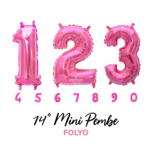 14″ Mini Pembe Rakam Folyo Balonlar