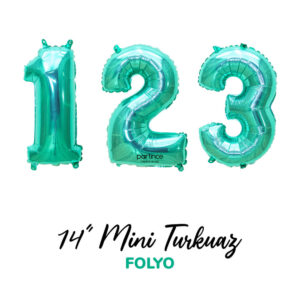 14″ Mini Turkuaz Rakam Folyo Balonlar