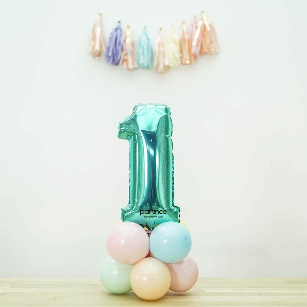 14″ mini turkuaz rakam folyo balonlar