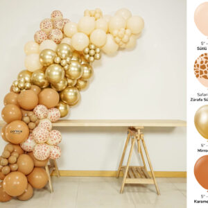 Mirror Gold ve Soft Kahve Tonları Balon Zinciri