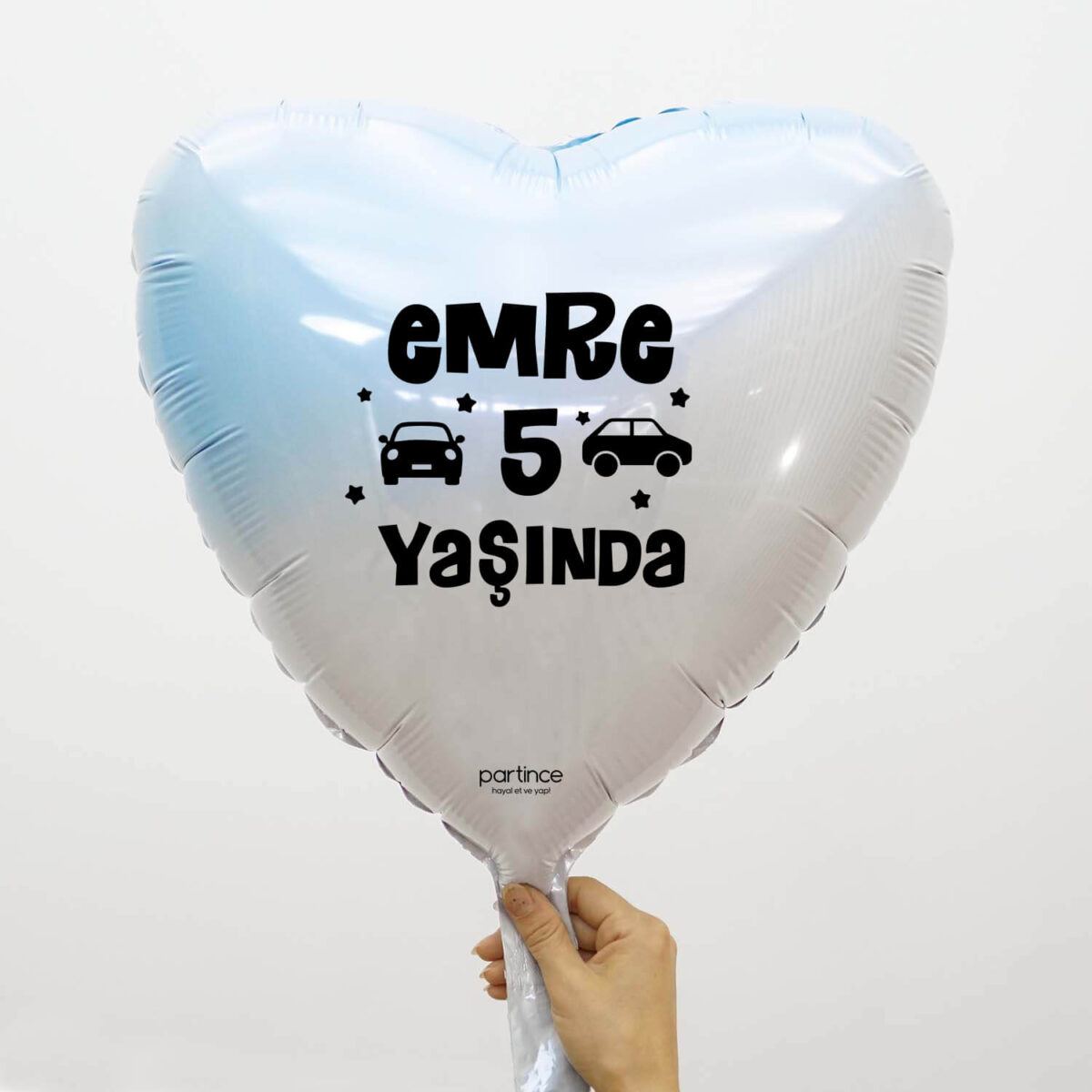 Kalp ombre mavi kişiye özel i̇simli folyo balon