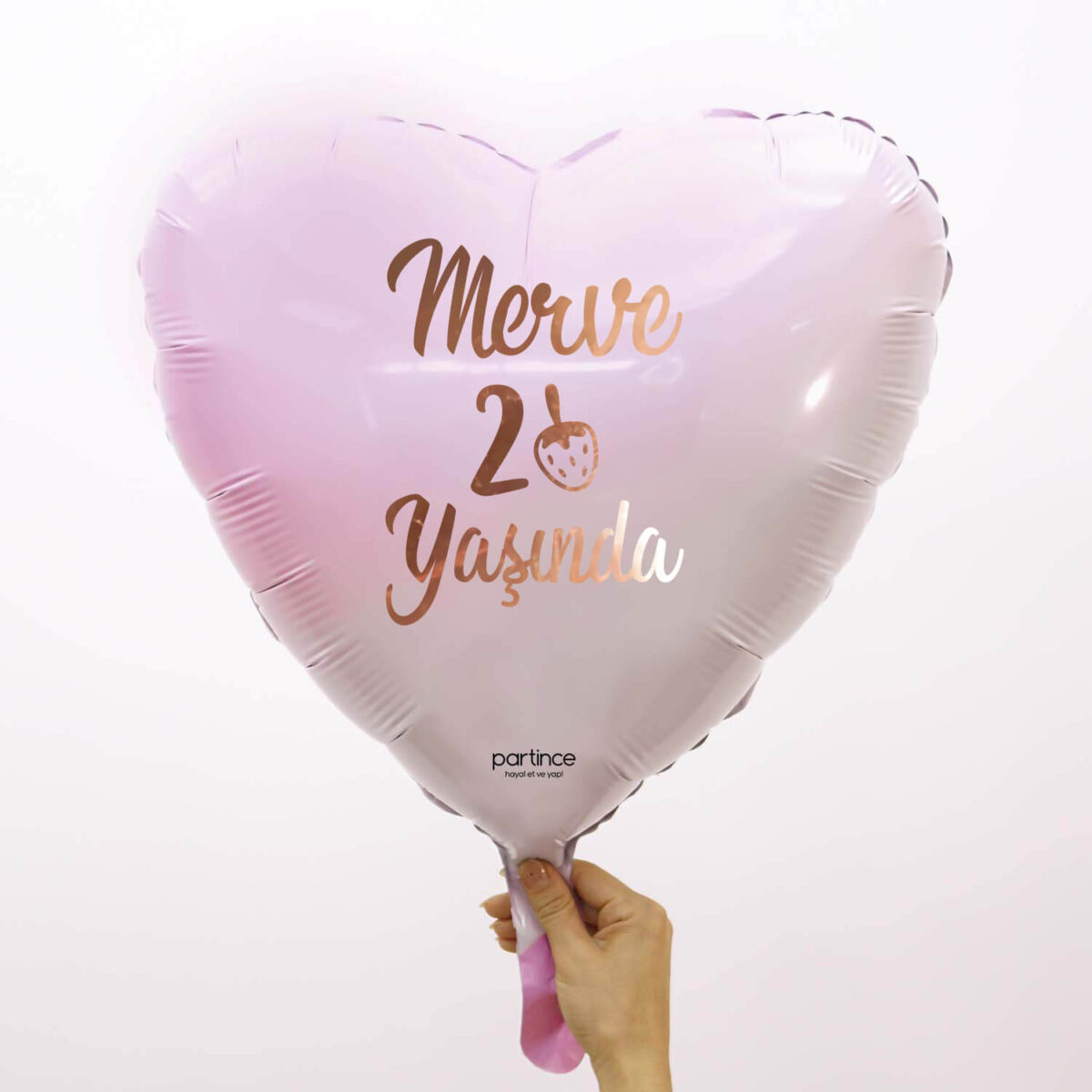 Kalp ombre pembe kişiye özel i̇simli folyo balon