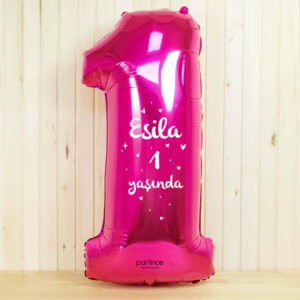 Koyu Pembe İsimli Folyo Balon (Rakam Seçenekli)