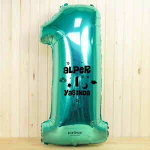 Turkuaz İsimli Folyo Balon (Rakam Seçenekli)