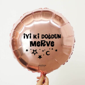 Yuvarlak Rose Gold Kişiye Özel İsimli Folyo Balon