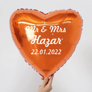 Kalp Turuncu Kişiye Özel Balon İsimli Folyo Balon
