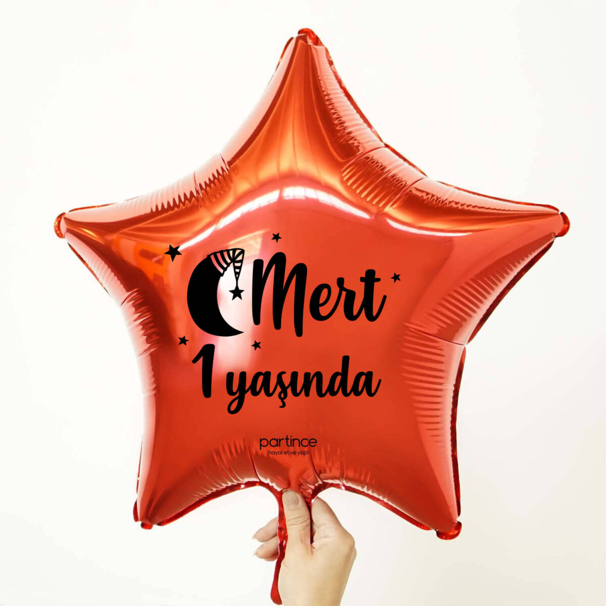 Yıldız Kırmızı Kişiye Özel Balon İsimli Folyo Balon - Görsel 1