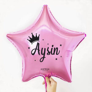 Yıldız Flamingo Pembe Kişiye Özel İsimli Folyo Balon