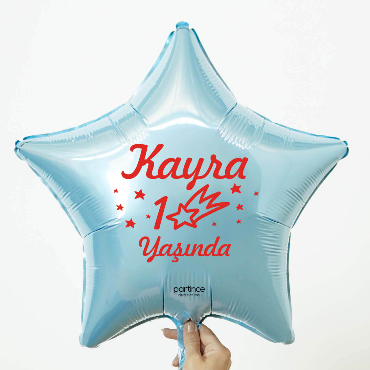 Yıldız pastel mavi kişiye özel i̇simli folyo balon