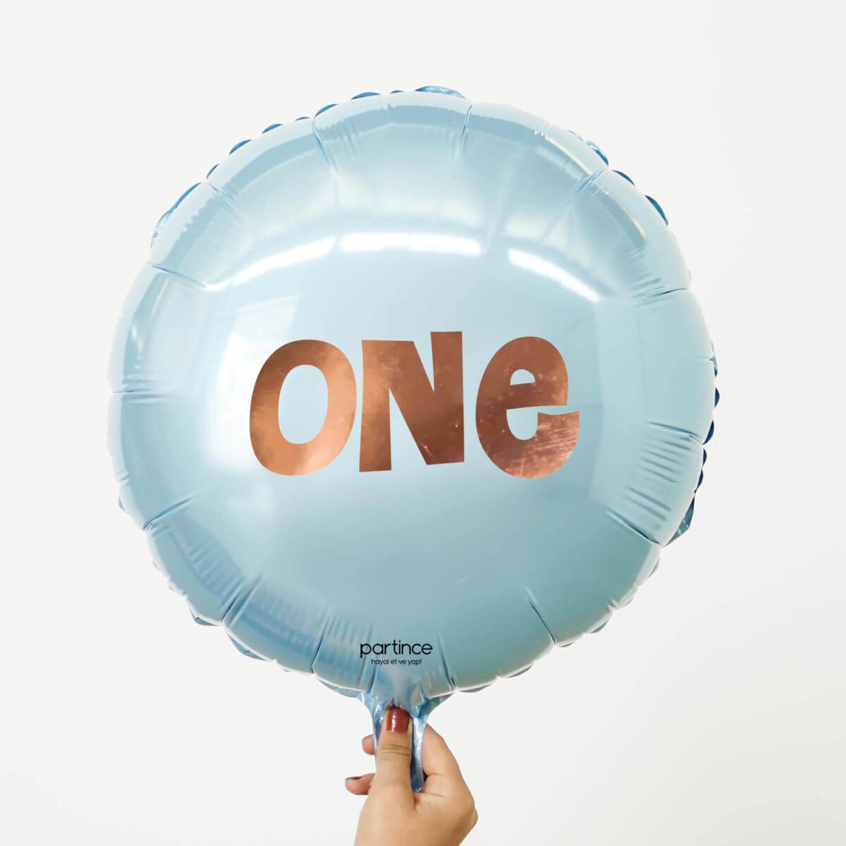 Yuvarlak pastel mavi kişiye özel i̇simli folyo balon