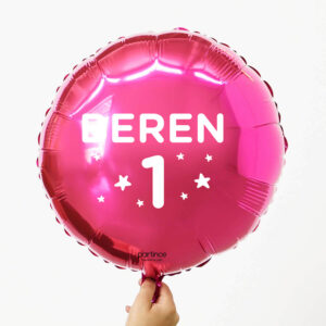Yuvarlak Koyu Pembe Kişiye Özel İsimli Folyo Balon