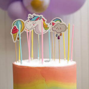 Unicorn Cake Topper Pasta Süsü ve Pastel Mum Seti