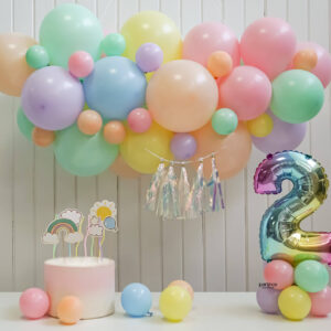 Gökkuşağı Konsept Doğum Günü Balon Seti (1-2-3 Rakam Seçenekli)