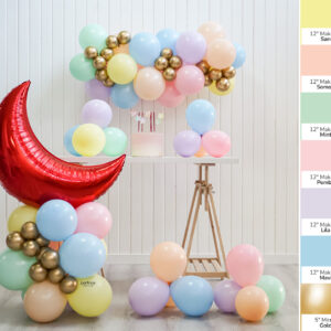 Yarım Ay Folyo Kırmızı ve Makaron Balon Zincir Seti