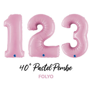 40″ Pastel Pembe Rakam Folyo Balonlar