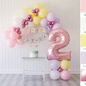 2 Yaş Pastel Pembe Doğum Günü Balon Zincir Kiti