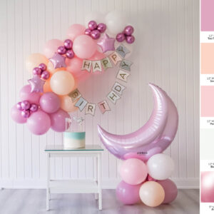 Yarım Ay Pembe Konsept Balon Zincir Kiti