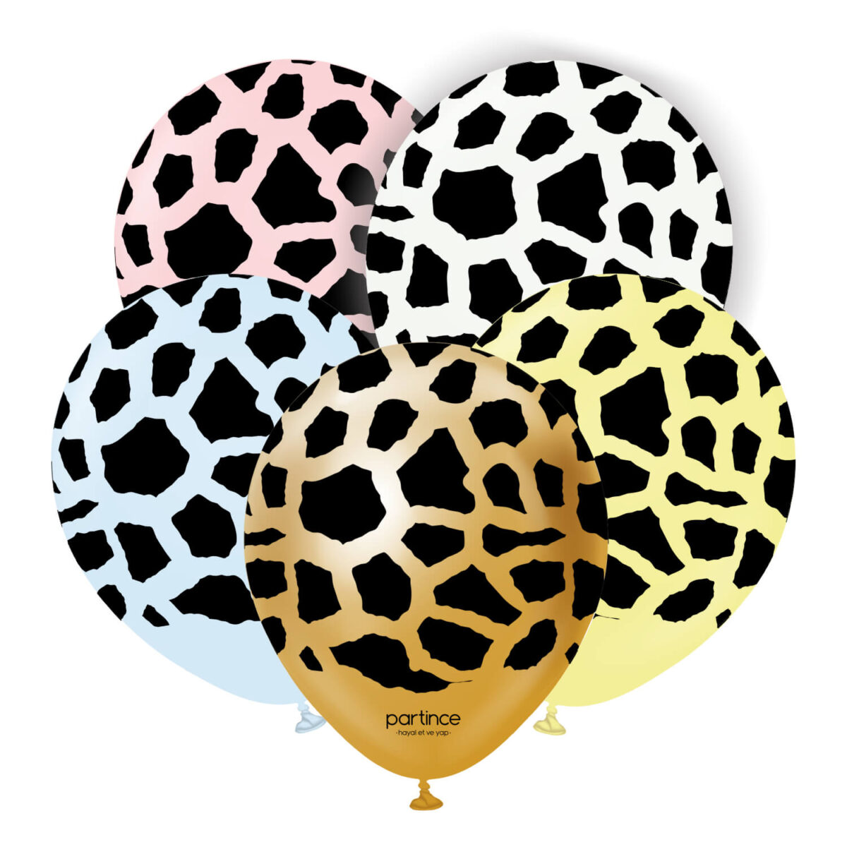 Zürafa baskılı balon karışık 25'li