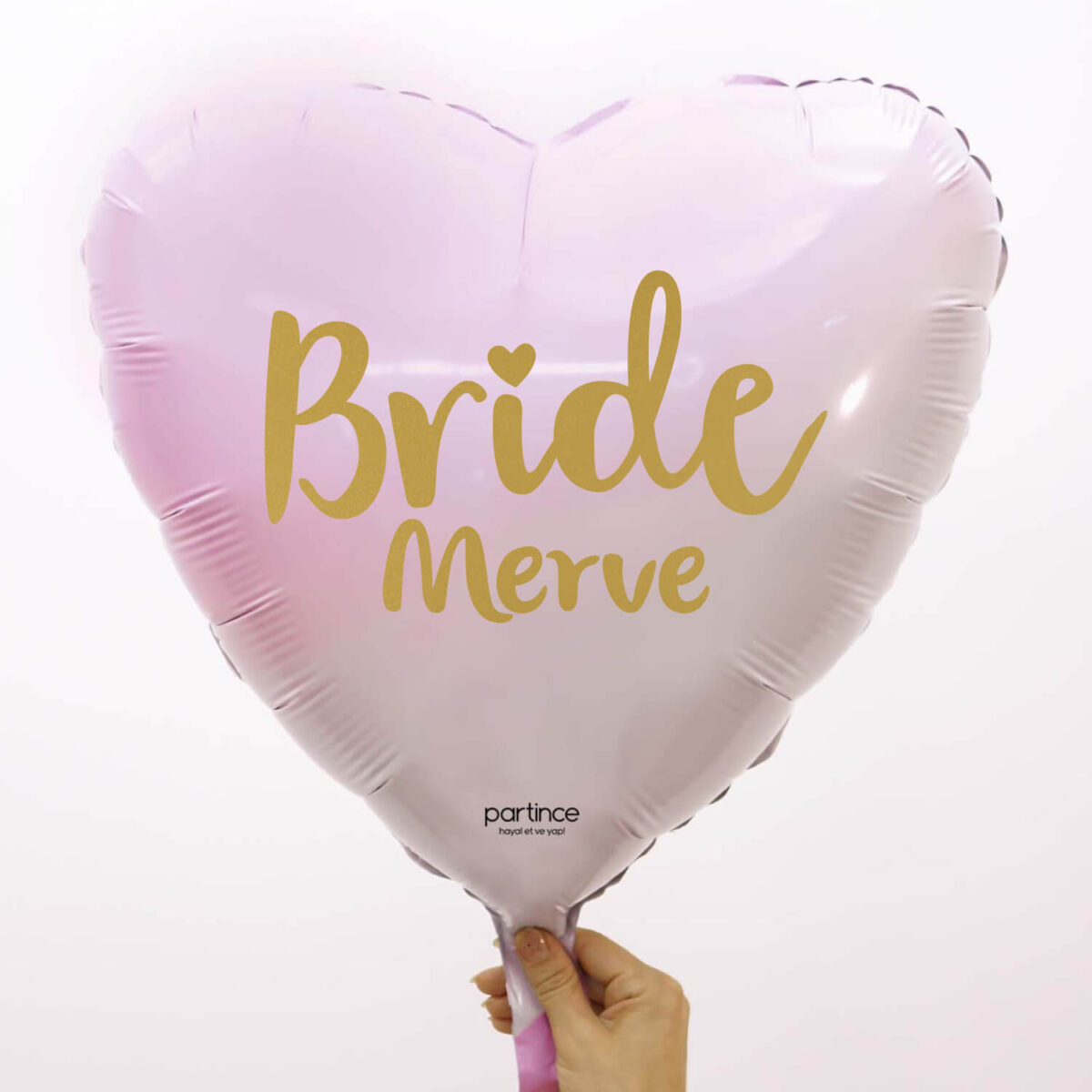 Bride yazılı kişiye özel folyo balon ombre pembe