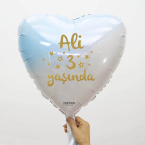 Kalp Ombre Mavi Kişiye Özel İsimli Folyo Balon