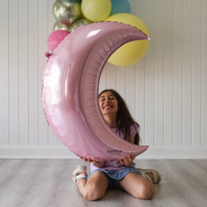 Pastel Pembe Yarım Ay Folyo Balon 35″ – 88 cm