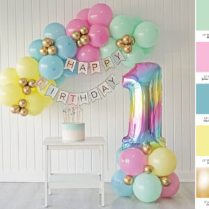 1 Yaş Doğum Günü Seti Renk Kuşağı Mini Balon Zinciri