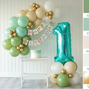 1 Yaş Doğum Günü Seti Turkuaz Mini Balon Zincir Seti