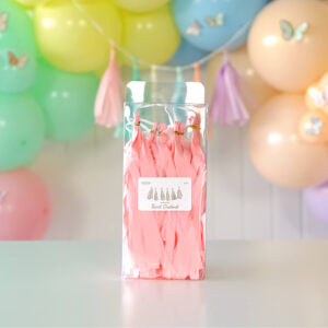 6'lı Makaron Pembe Püskül Zinciri (Hazır – Kutulu)