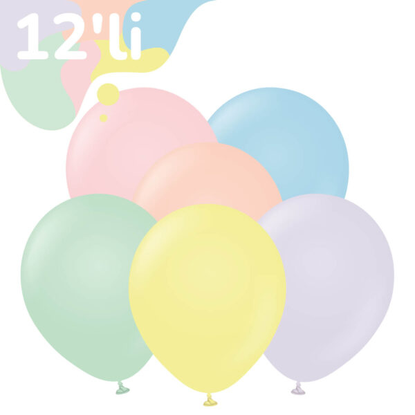 Makaron Balon Karışık - 12" - 30 cm Standart Boy (12'li)