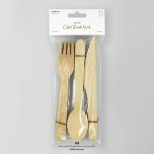 8 Kişilik Kullan At Tahta Çatal Kaşık Bıçak Seti