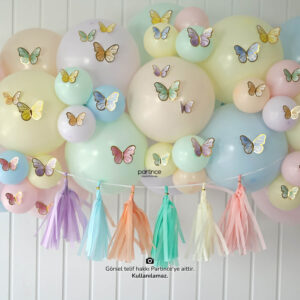 Makaron Pale Kelebek Doğum Günü Balon Zincir Seti
