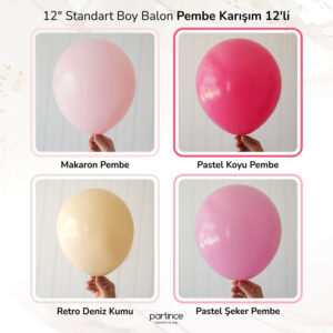 12" Standart Boy Pembe Karışım 12'li