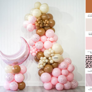 Pastel Pembe Yarım Ay ve Safari Leopar Balon Zincir Kiti