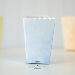 Makaron Pastel Mavi Popcorn Mısır Kutusu 8'li