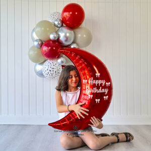 Yarım Ay Kırmızı Kişiye Özel İsimli Folyo Balon