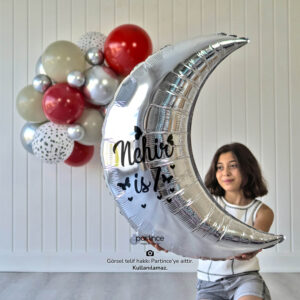 Yarım Ay Silver Kişiye Özel İsimli Folyo Balon