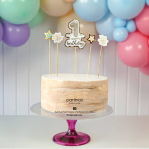 1 Yaş Deniz Kumu Yaldızlı Cake Topper Pasta Süsü 5 Parça